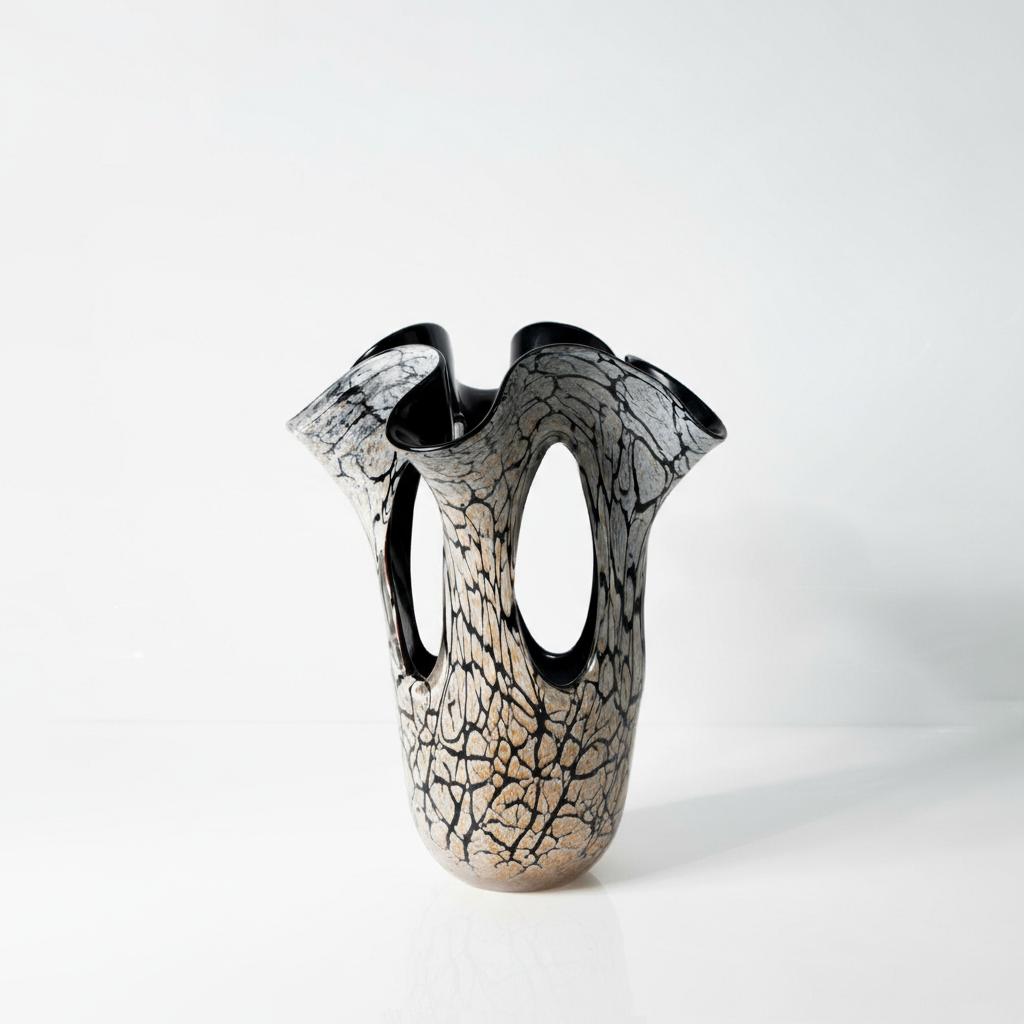 Large sculptural vase solo shot showing amber finish