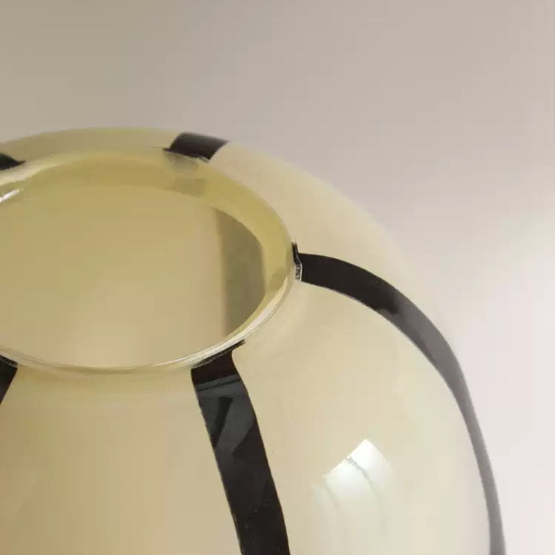 Close up detail of vase rim and black stripe finish