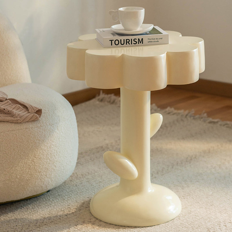 Lifestyle view of cream flower table in living space