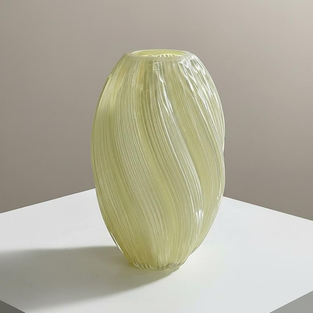 Medium cream swirled glass vase dimensions