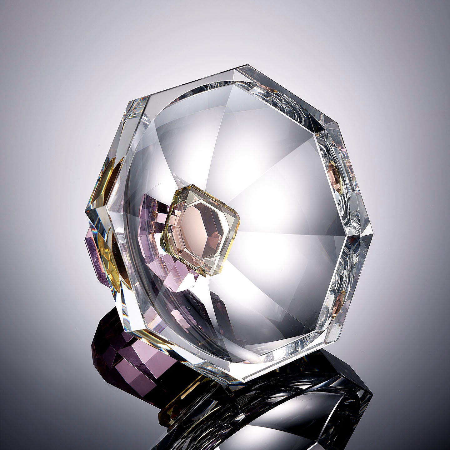 Top view into the clear crystal basin