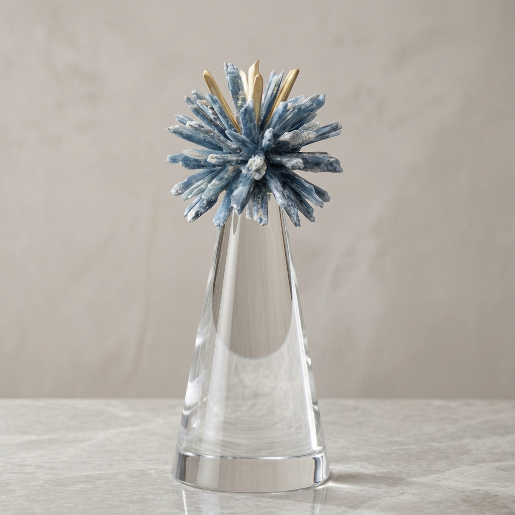 Crystal And Blue Mineral Decorative Sculpture