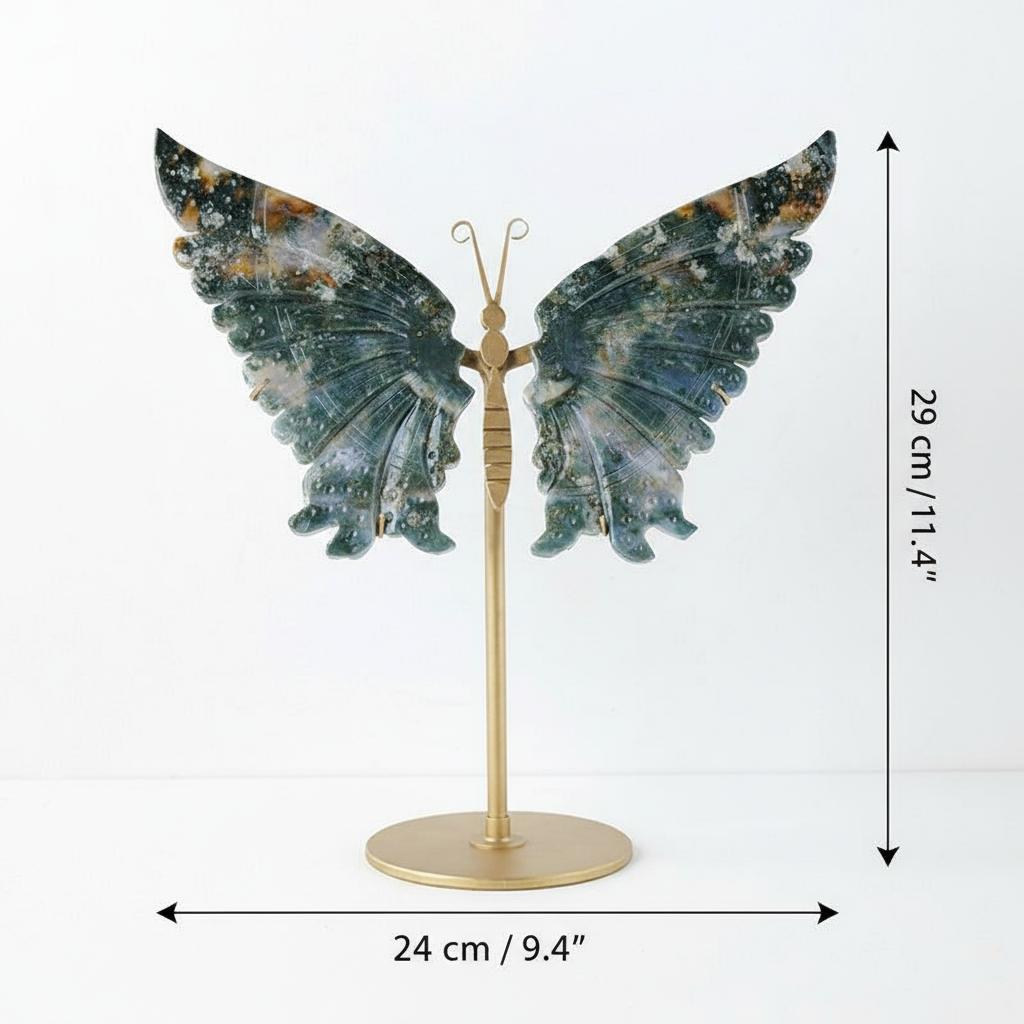 Dimensions diagram of crystal butterfly sculpture