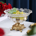 Crystal pedestal bowl filled with grapes and chocolates