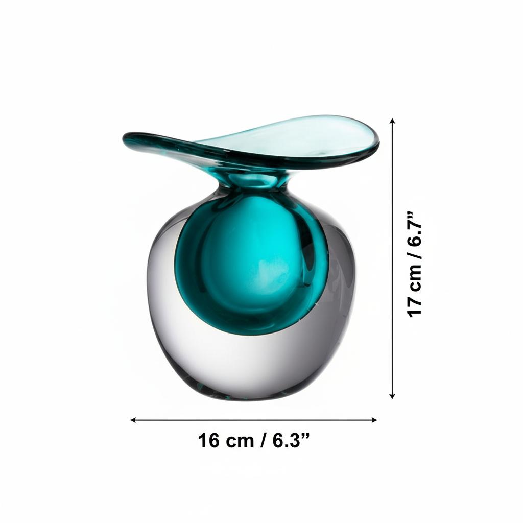 Small teal vase dimensions diagram