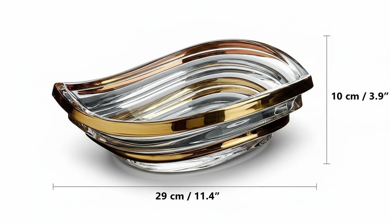 Dimensions of crystal glass gold rim bowl