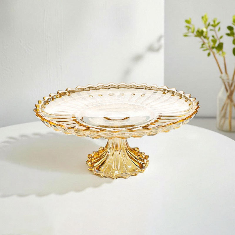 Amber crystal cake stand front view