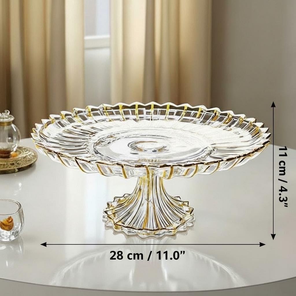 Amber crystal cake stand dimensions diagram