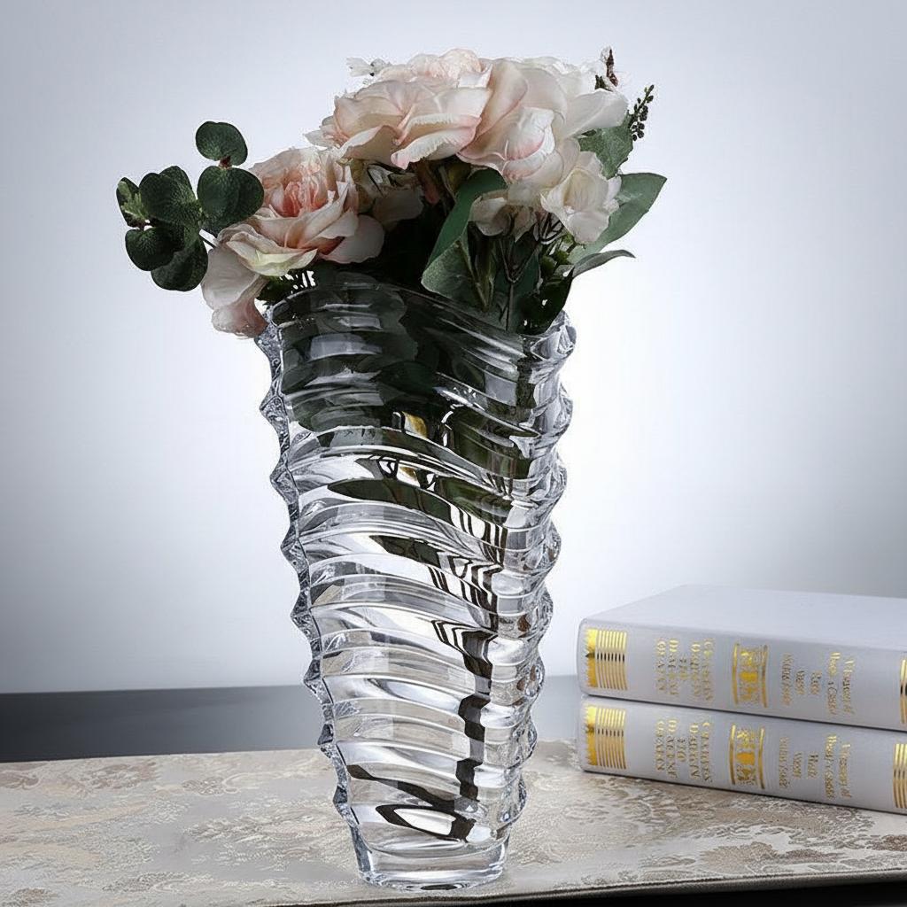 Transparent crystal vase lifestyle setting
