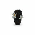 Dark Floral Art Glass Oval Vase Studio View
