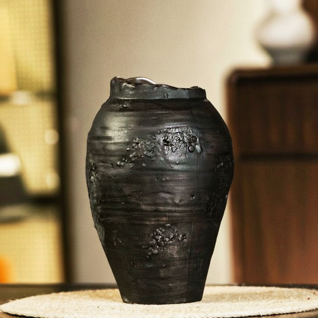 Dark Textured Ceramic Vase