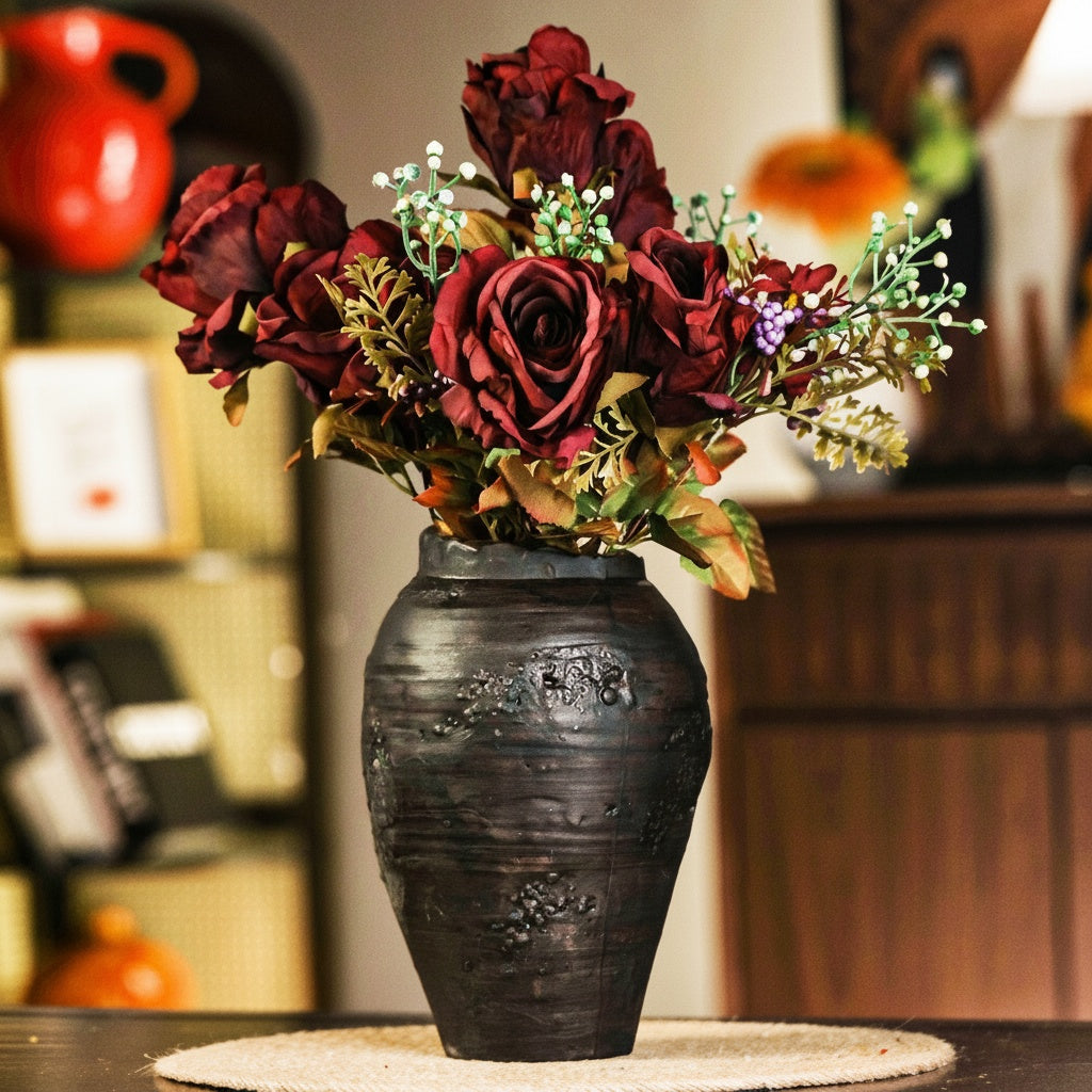 Dark Textured Ceramic Vase