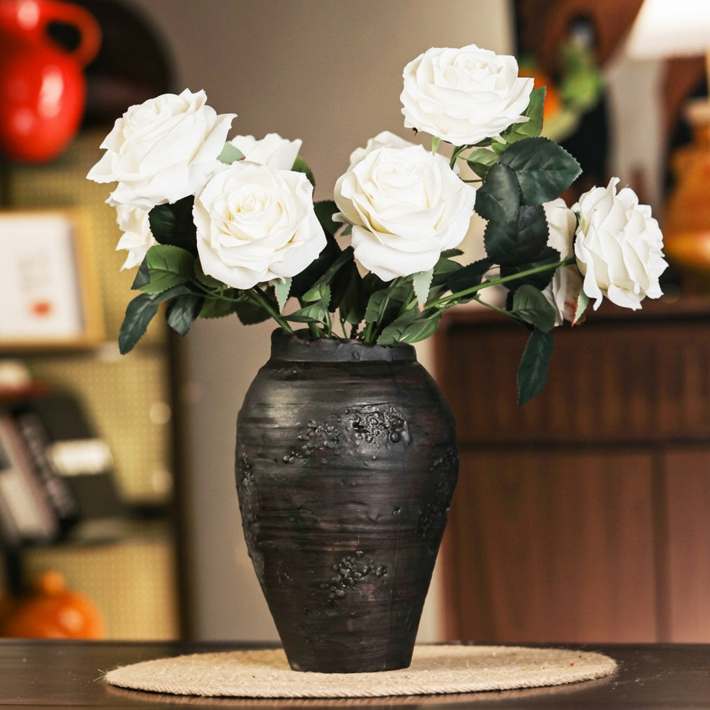 Dark Textured Ceramic Vase