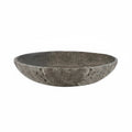 Side view of dark grey stone shallow bowl