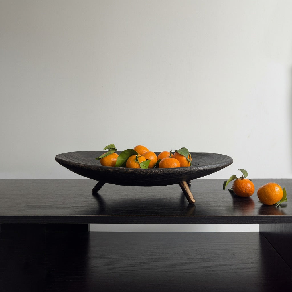 Dark Wood Footed Centerpiece Bowl