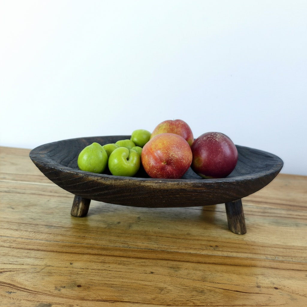 Dark Wood Footed Centerpiece Bowl