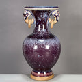 Deep Plum Speckled Ceramic Handled Vase