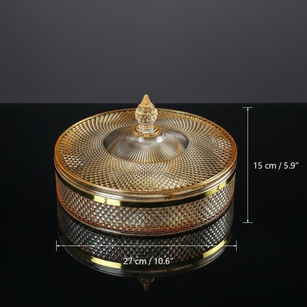 Dimensions of amber glass serving dish