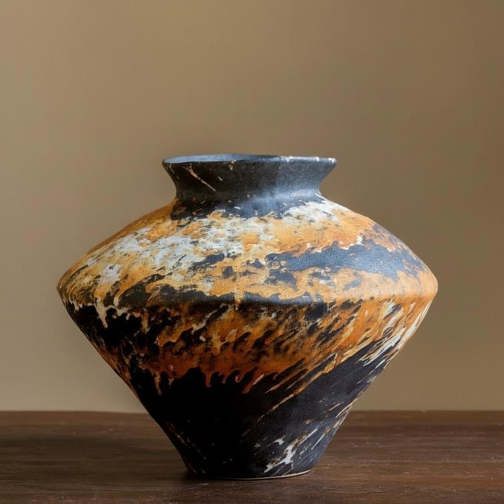 Medium ceramic vase with dimensions overlay showing height and width