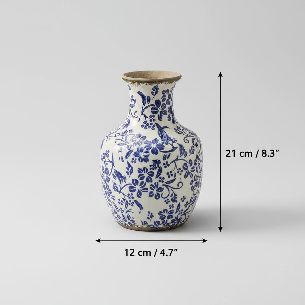 Medium ceramic vase dimensions with rustic finish