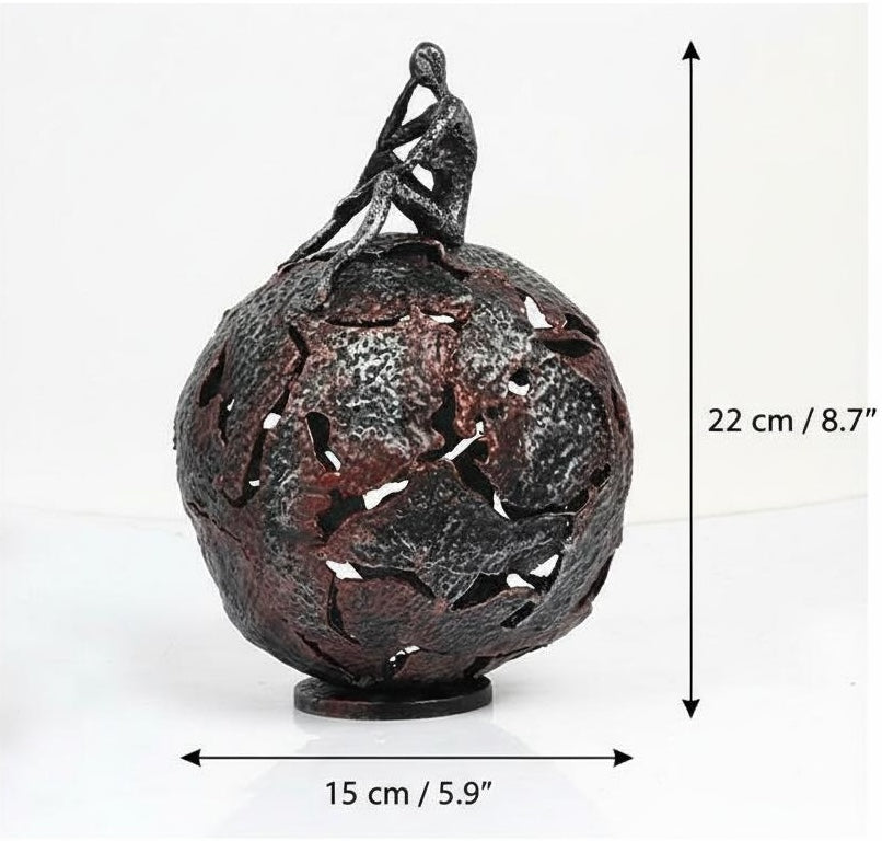Dimension diagram showing height and width of the sculpture