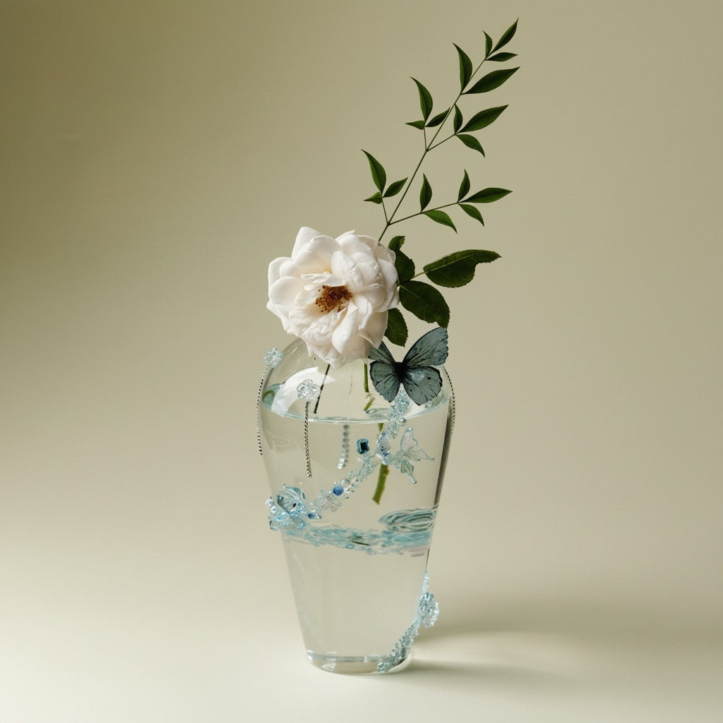 Embellished Glass Tapered Vase