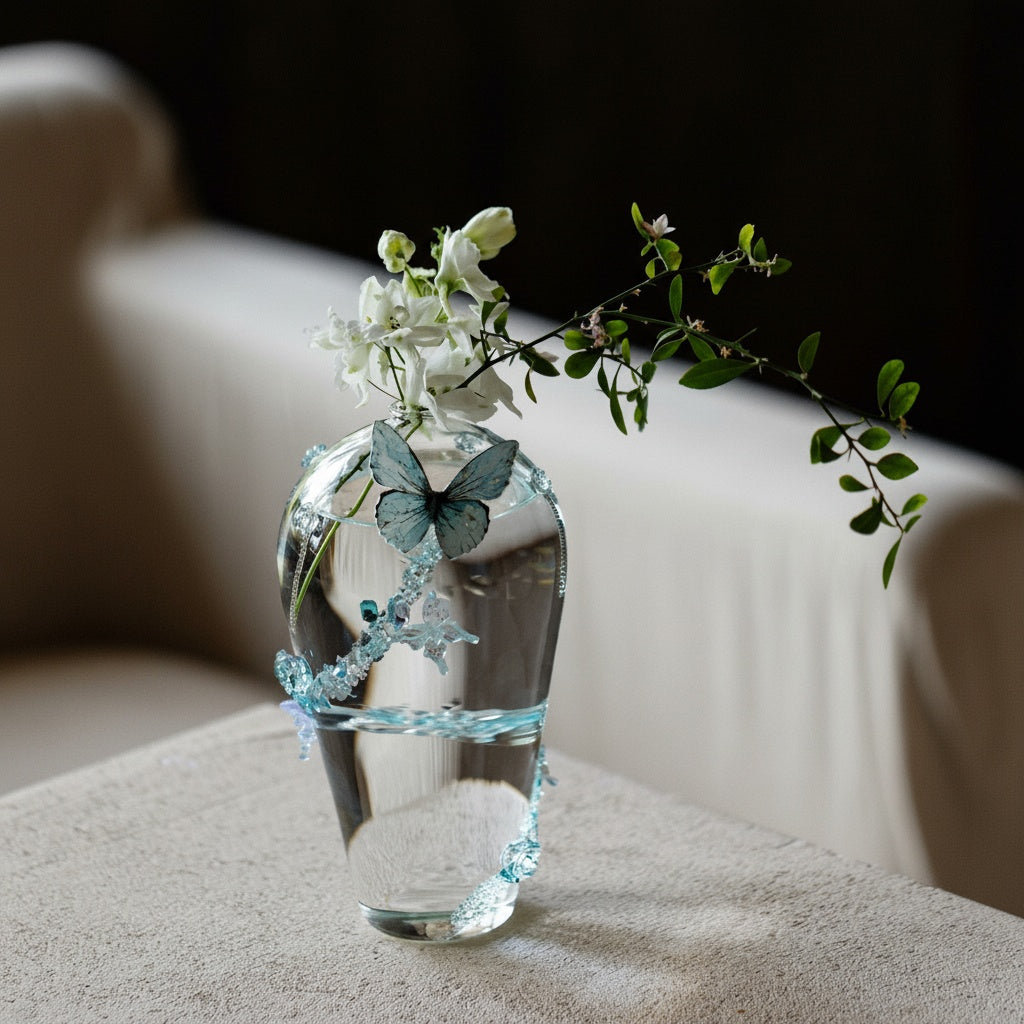 Embellished Glass Tapered Vase