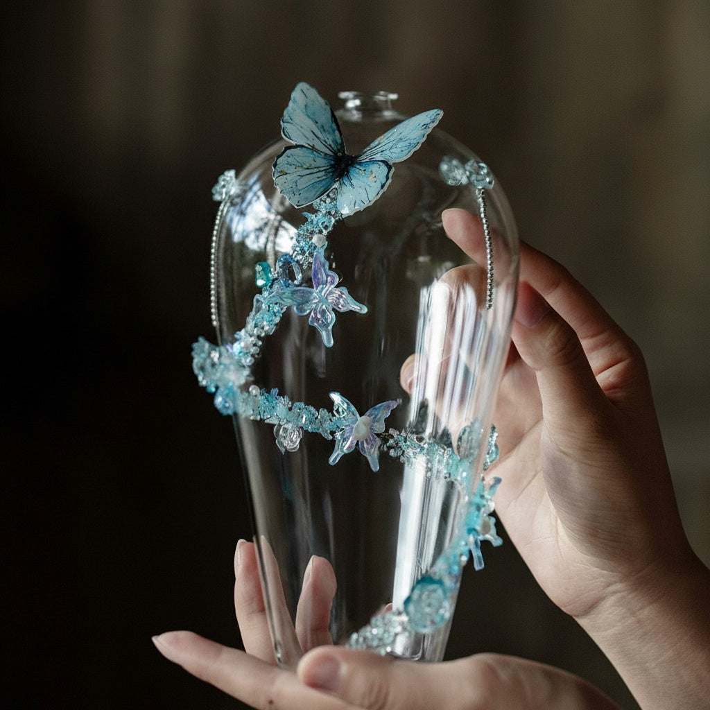 Embellished Glass Tapered Vase