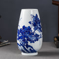 Embossed Blue and White Porcelain Floral Vase