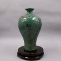 Emerald Ceramic Baluster Vase with Lotus Motif