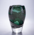 Large emerald green bubble glass vase