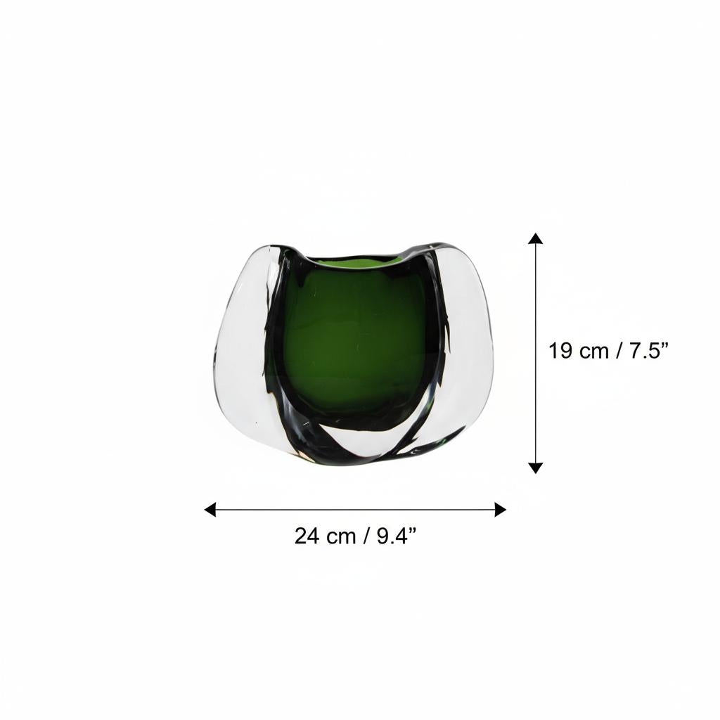 Large emerald green glass vase studio shot