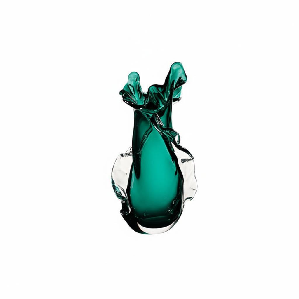 Front view of large emerald green organic vase
