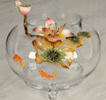 Enamel lotus and goldfish glass bowl centerpiece