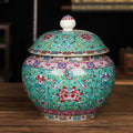 Enameled Porcelain Round Lidded Jar