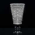 Faceted Crystal Flared Vase With Black Stone Base