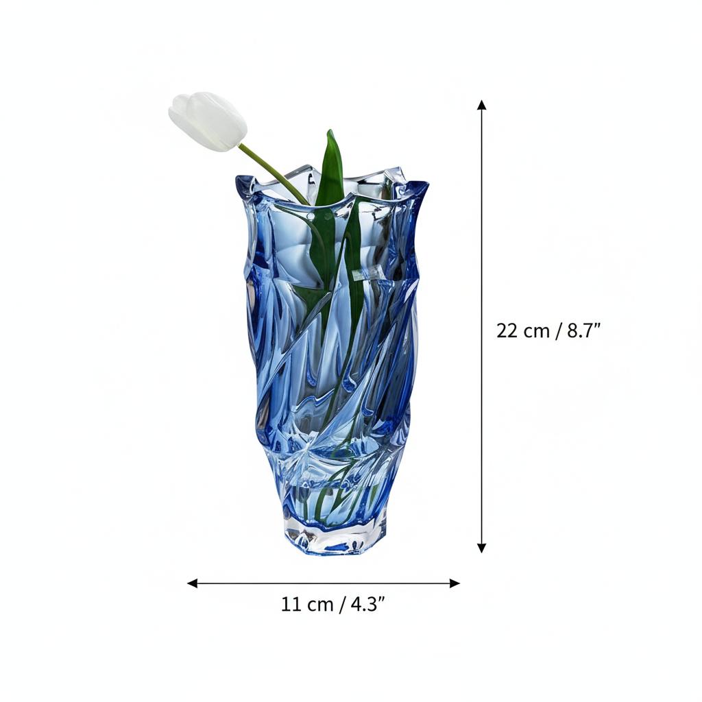 Blue vase dimensions diagram