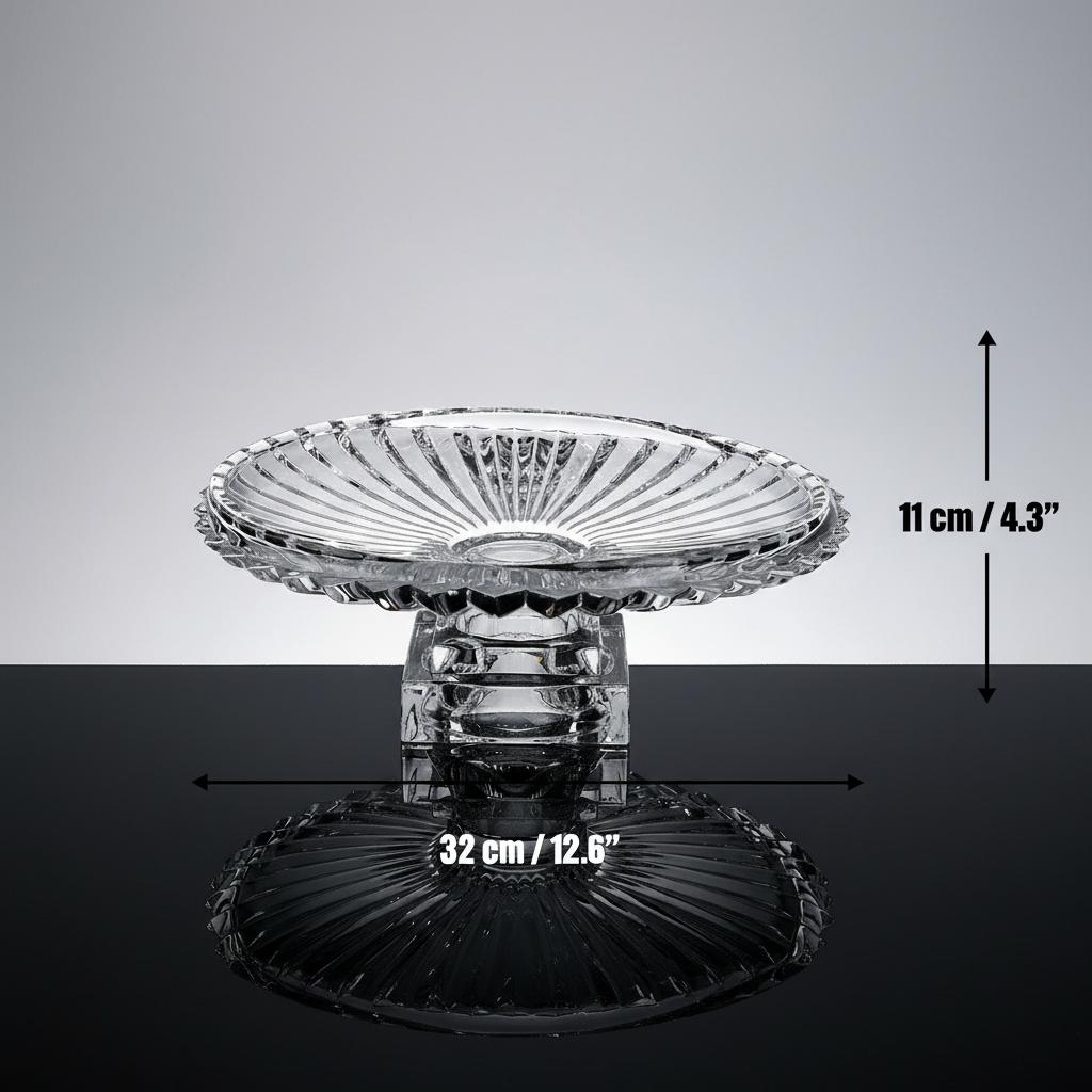 Dimensions of amber glass pedestal bowl 32cm width