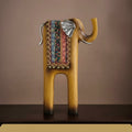 Faux Wood & Silver Stylized Elephant Sculpture