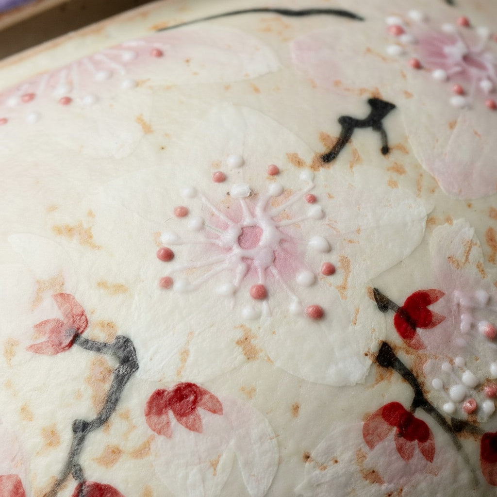 Close up of textured floral details on the ceramic teapot