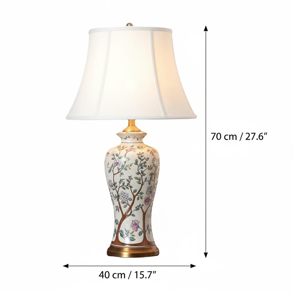 Dimensions of floral ceramic vase table lamp