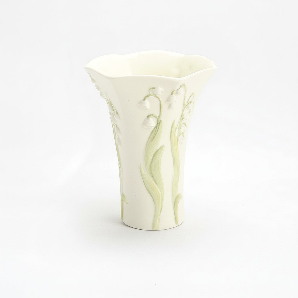 Floral Embossed Ceramic Flared Vase