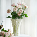 Floral Embossed Ceramic Flared Vase with Flowers
