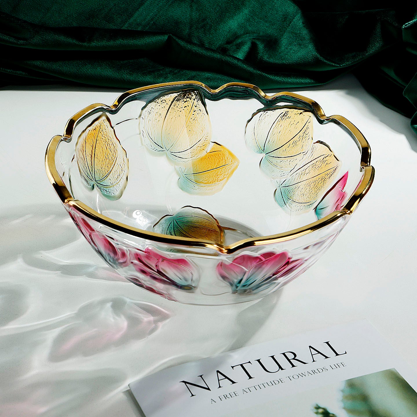 Inverted view showing base and floral relief