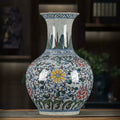 Floral Patterned Porcelain Baluster Vase