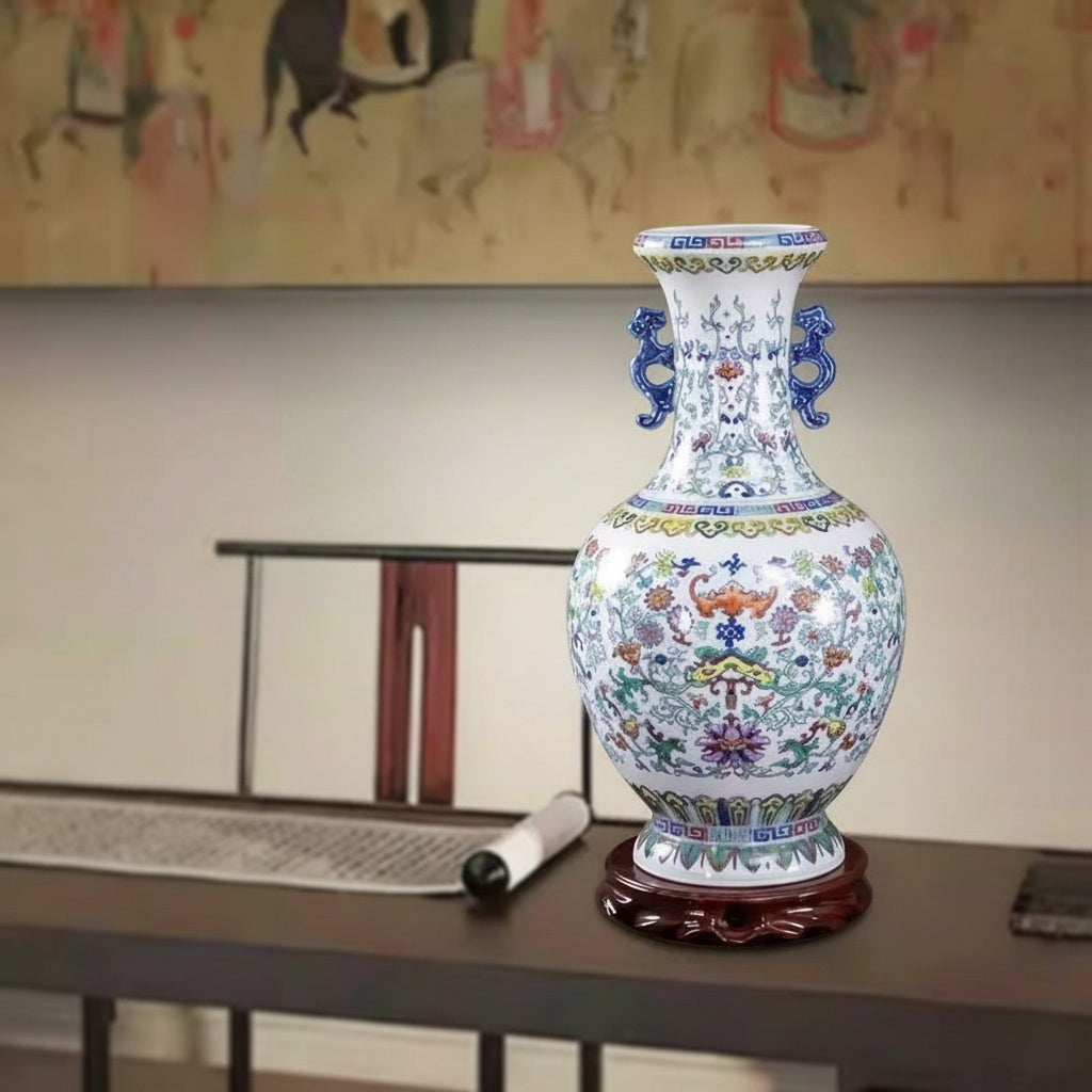 Floral Patterned Porcelain Decorative Vase