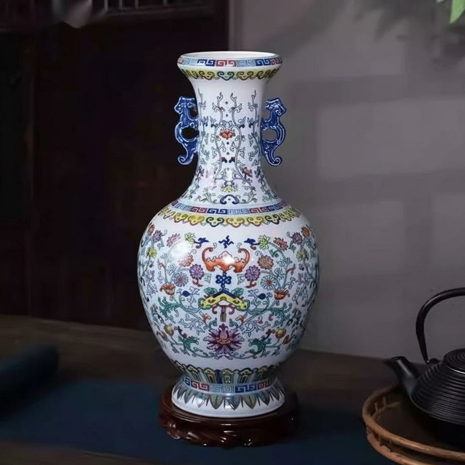 Floral Patterned Porcelain Decorative Vase