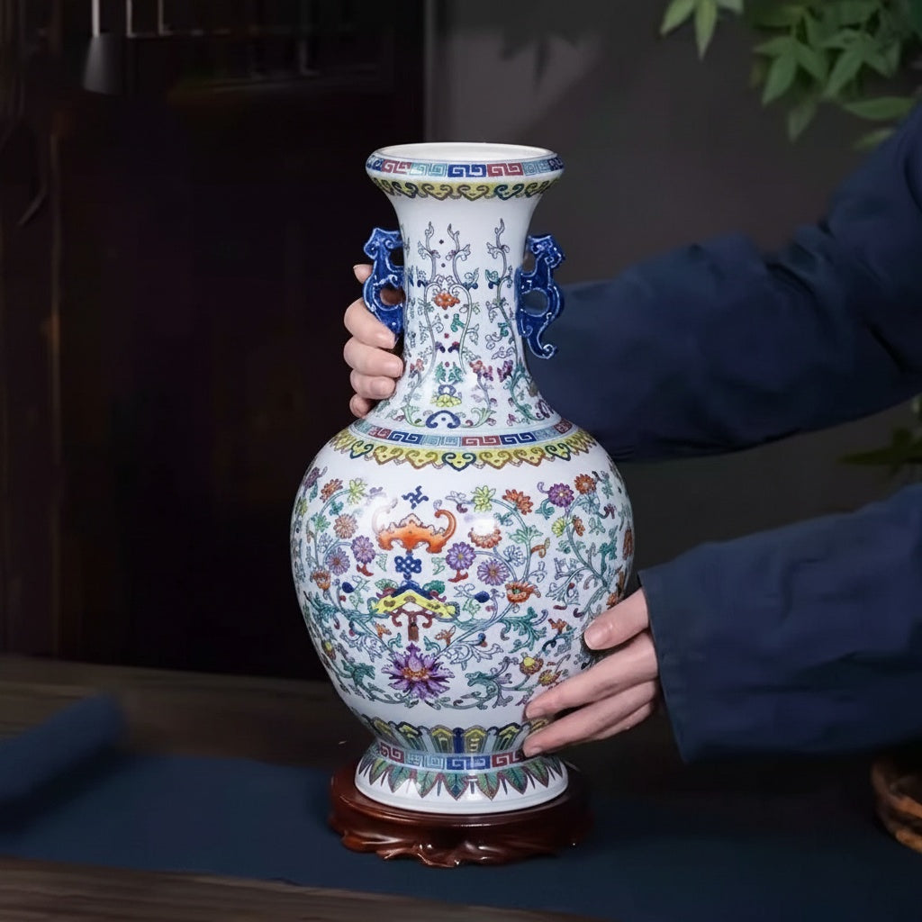 Floral Patterned Porcelain Decorative Vase