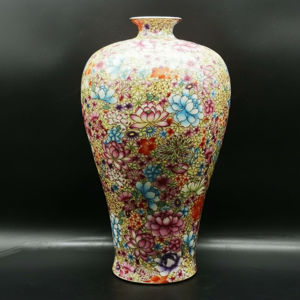 Multi Colored Floral Porcelain Decorative Vase