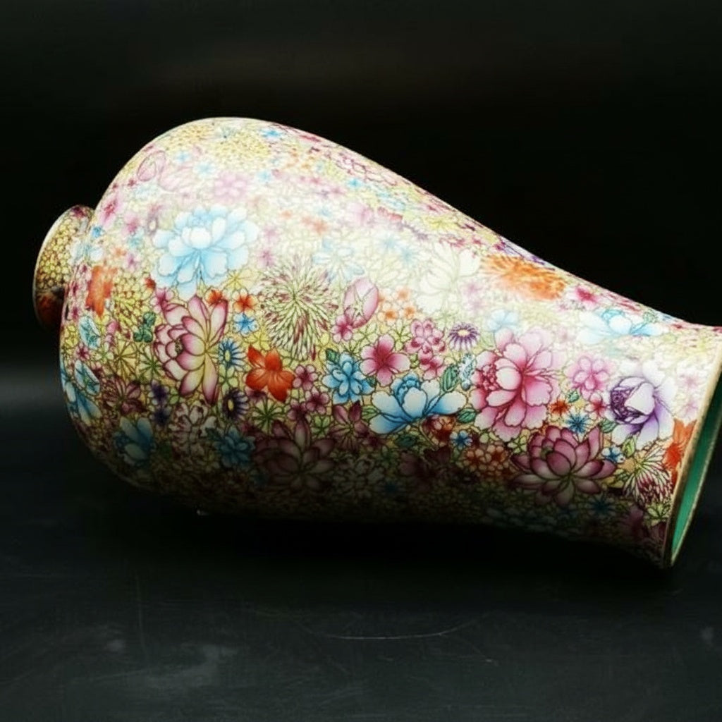 Multi Colored Floral Porcelain Decorative Vase